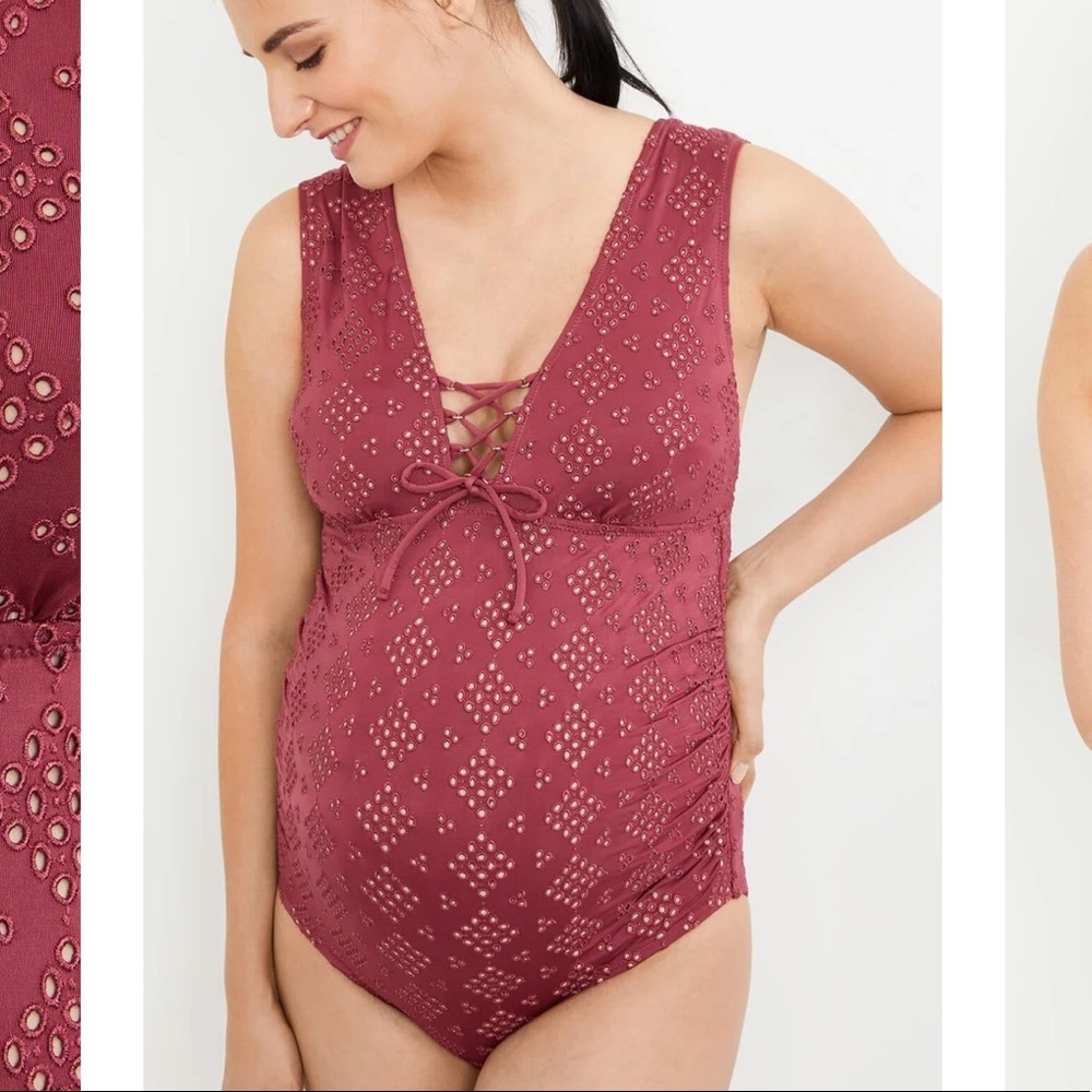 A pea in a pod maternity swimsuit.